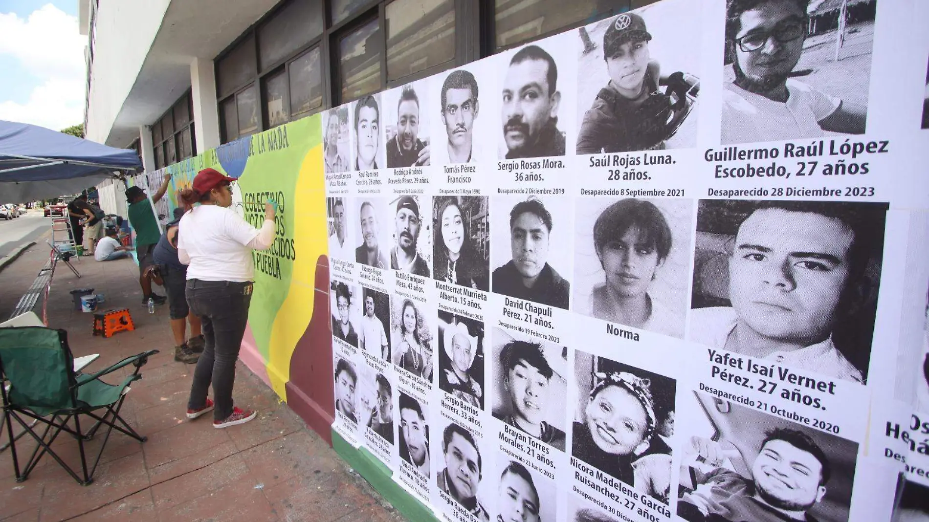 Rostros de personas desaparecidas quedan plasmados en mural